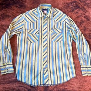 Wrangler Striped Pearl Snap Button Down - Size L